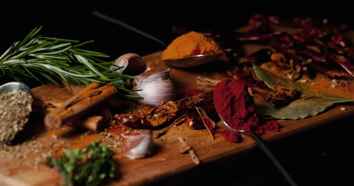 spices on chopping board